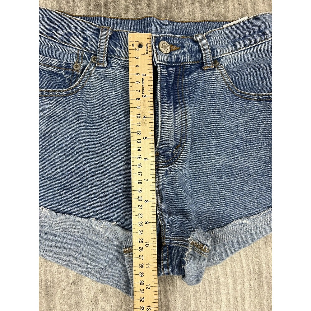 John Galt Denim Shorts Women 26 Blue High Rise Raw Hem Cuffed Medium Wash Cotton - Picture 6 of 10